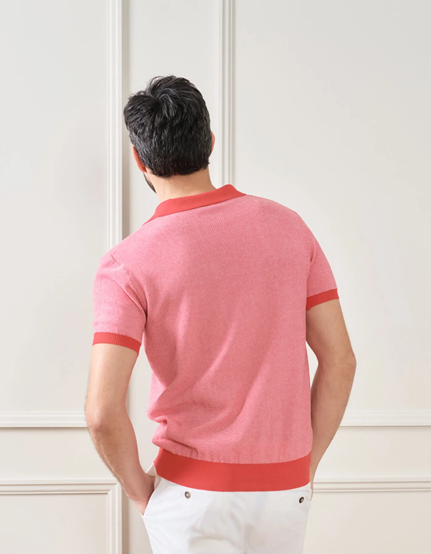 2 COLOR KNIT SHORT SLEEVE POLO