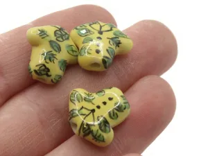 4 17mm Porcelain Hawaiian Shirt Yellow Clothing Beads