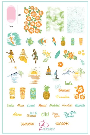 Aloha! (CjS-128) Steel Layered Nail Art Stamping Plate