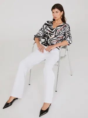 Animal Print Satin Dolman Sleeve Top