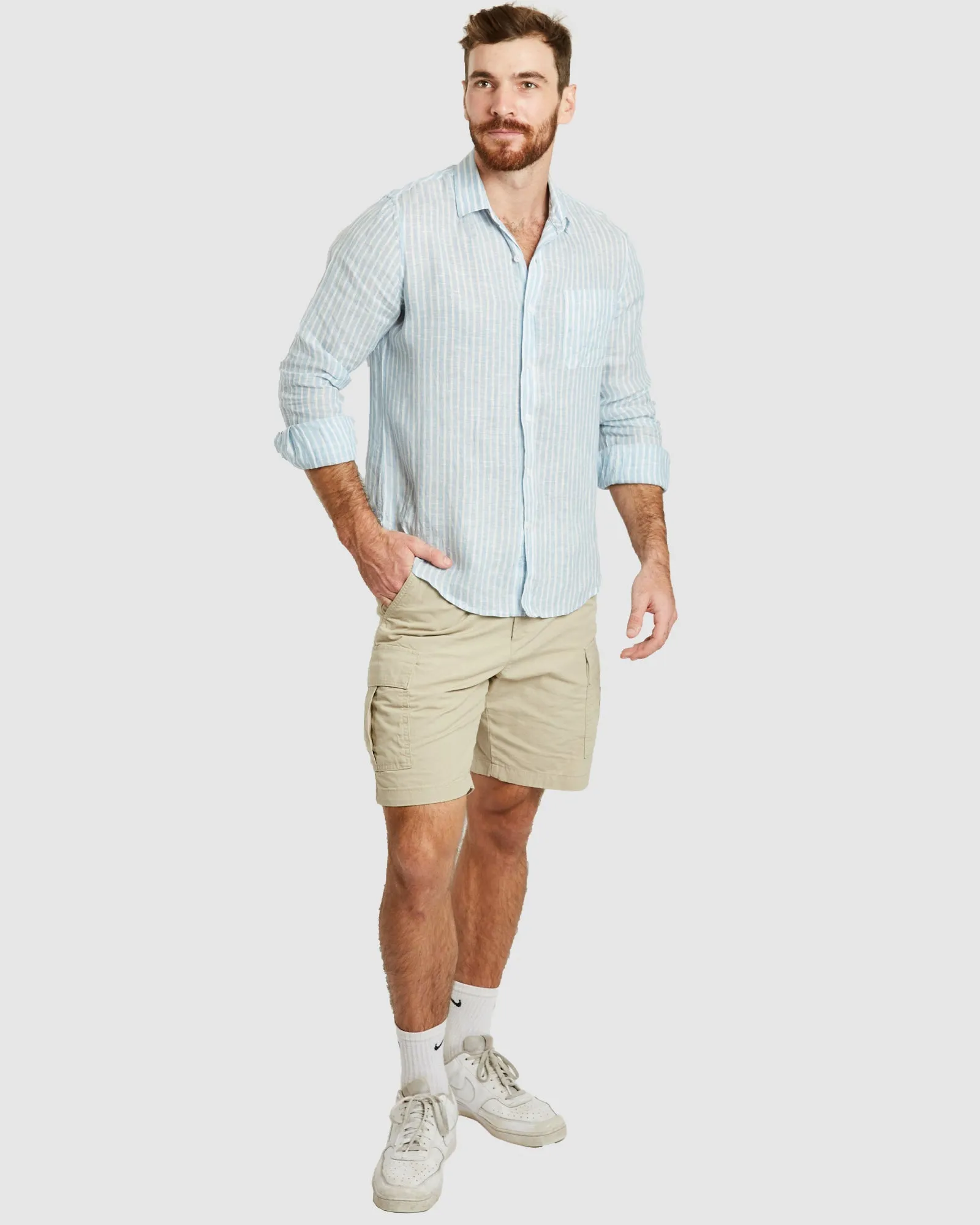 Antibes Chambray Stripes Linen Shirt - Casual Fit