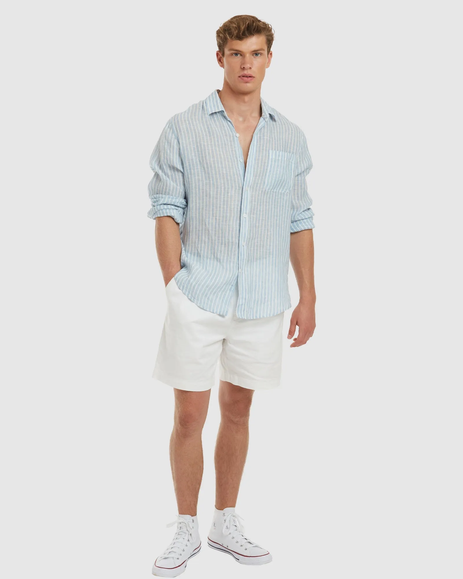 Antibes Chambray Stripes Linen Shirt - Casual Fit