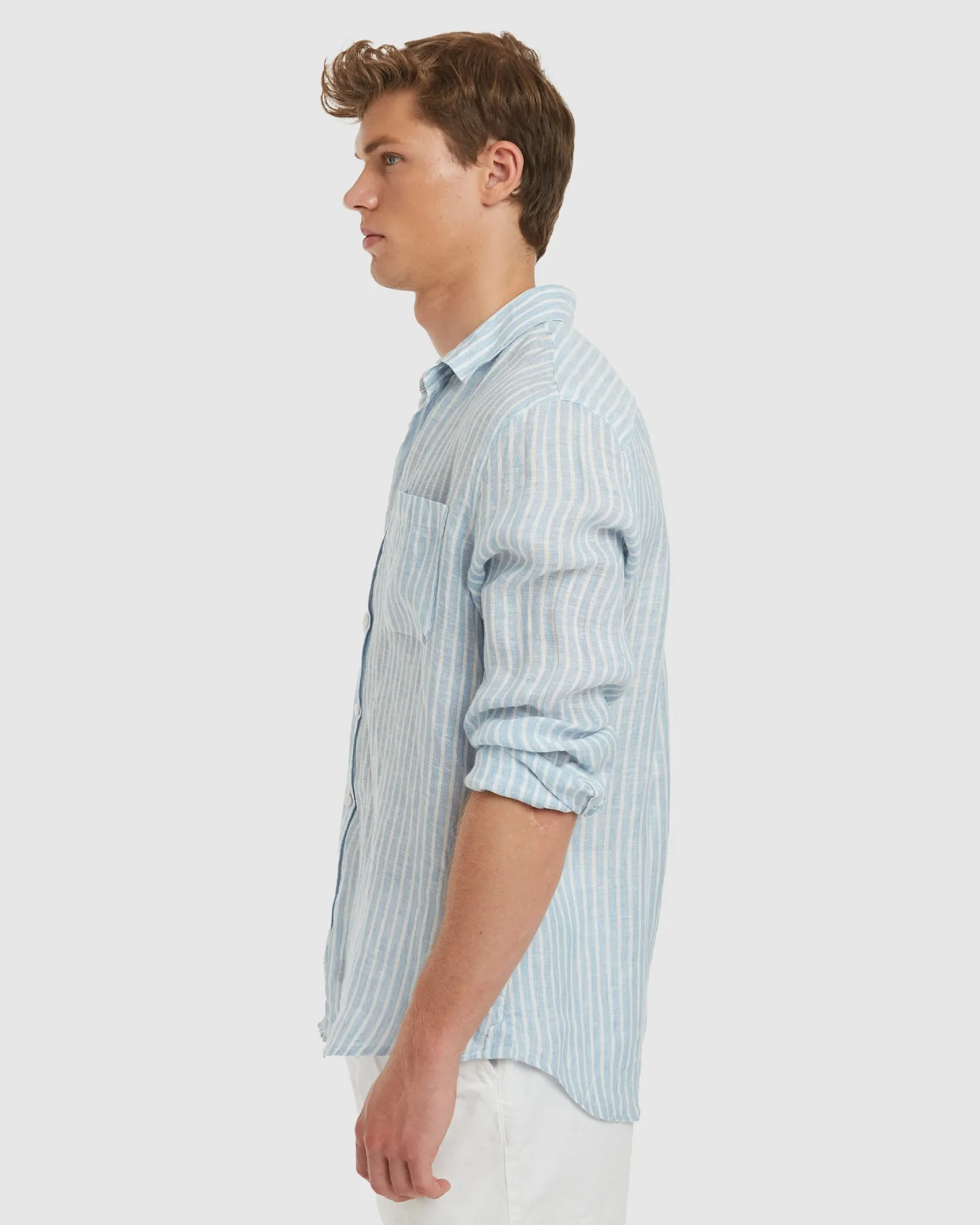 Antibes Chambray Stripes Linen Shirt - Casual Fit