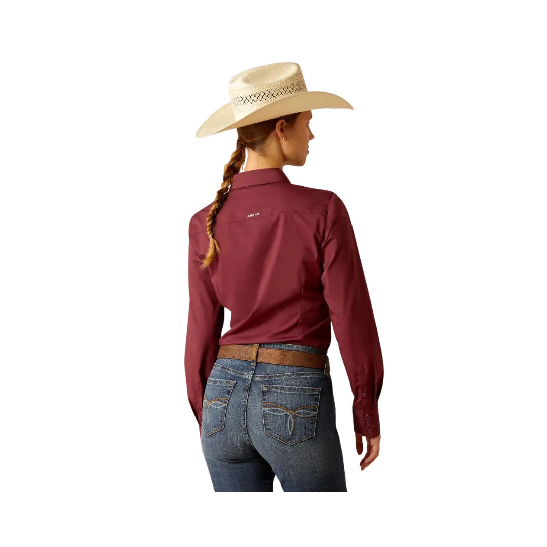 Ariat Women's Wrinkle Resist Kirby Burgundy Shirt