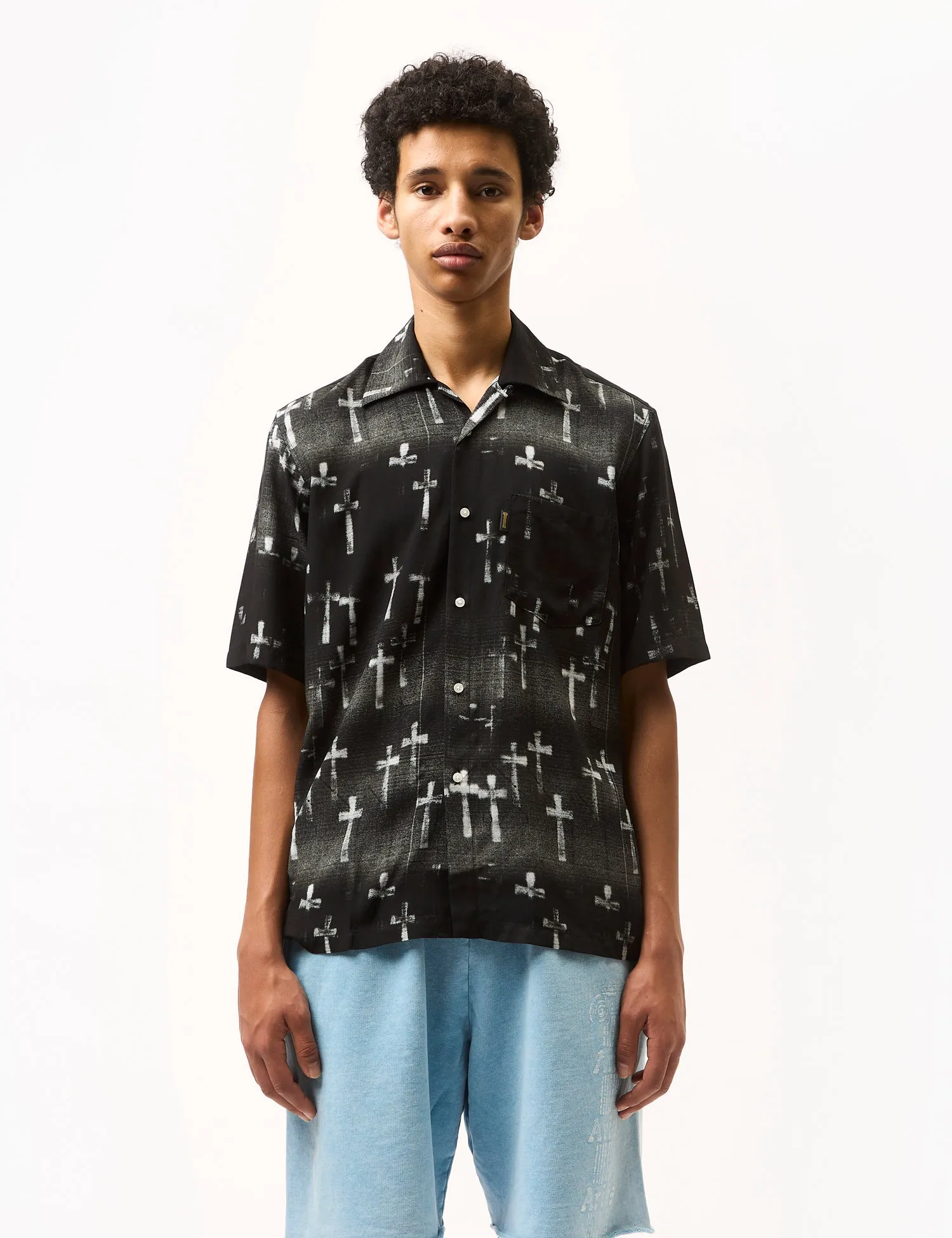 Aries Graveyard Hawaiian Short Sleeve Shirt - Black