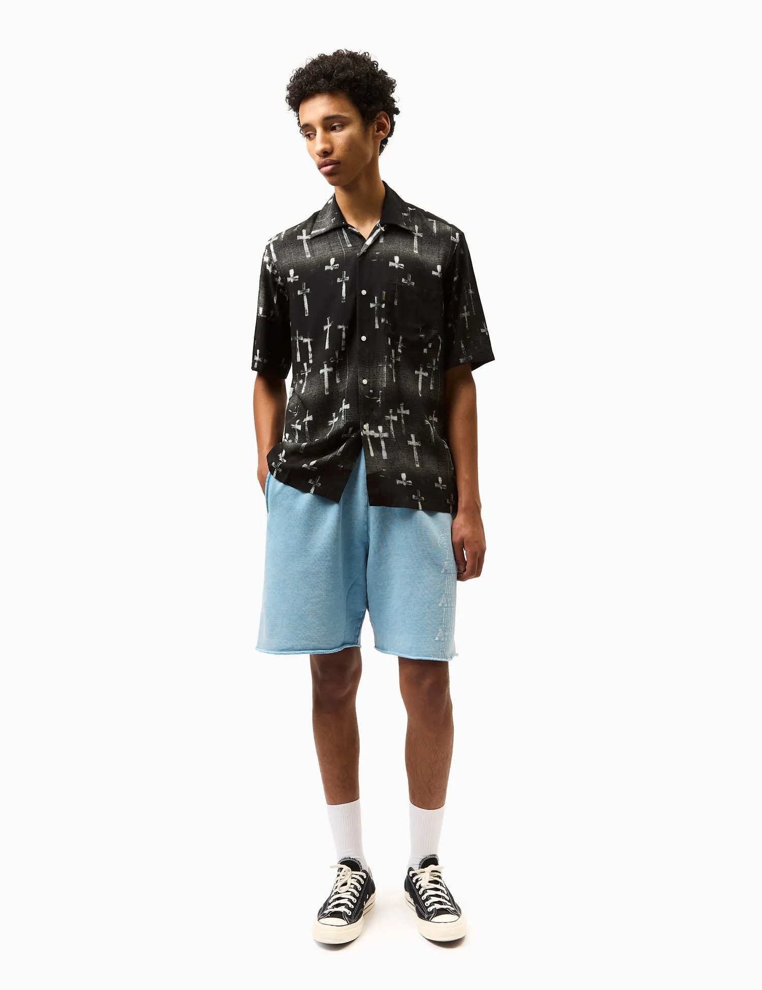 Aries Graveyard Hawaiian Short Sleeve Shirt - Black