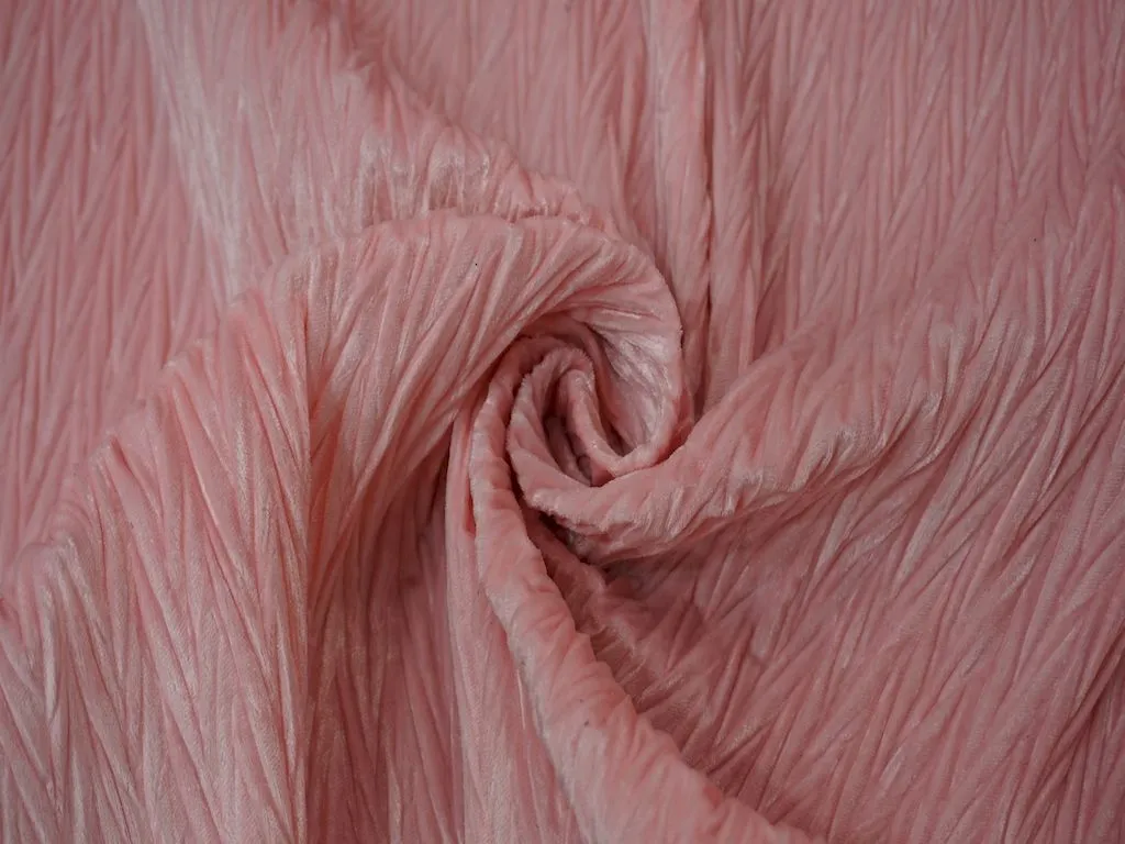 Baby Pink Crush Velvet Fabric