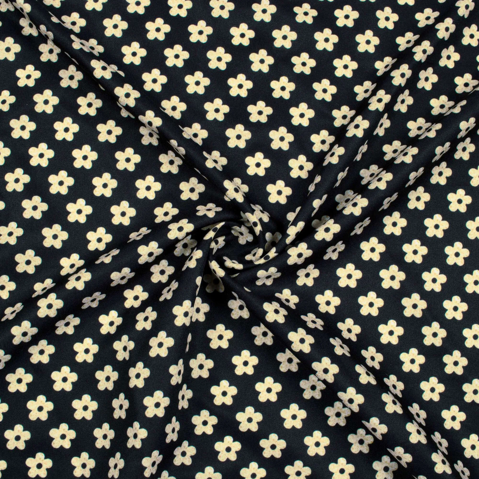 Black And Beige Floral Pattern Digital Print Ultra Premium Butter Crepe Fabric