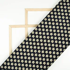 Black And Beige Floral Pattern Digital Print Ultra Premium Butter Crepe Fabric