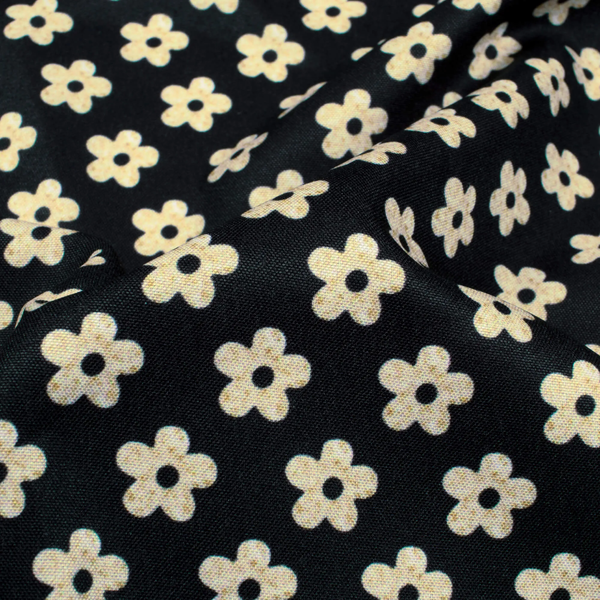 Black And Beige Floral Pattern Digital Print Ultra Premium Butter Crepe Fabric
