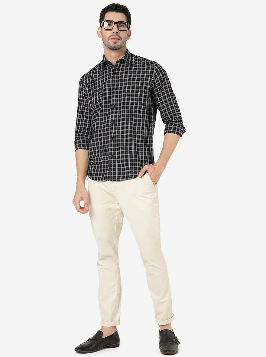 Black Checked Smart Fit Semi Casual Shirt | Greenfibre