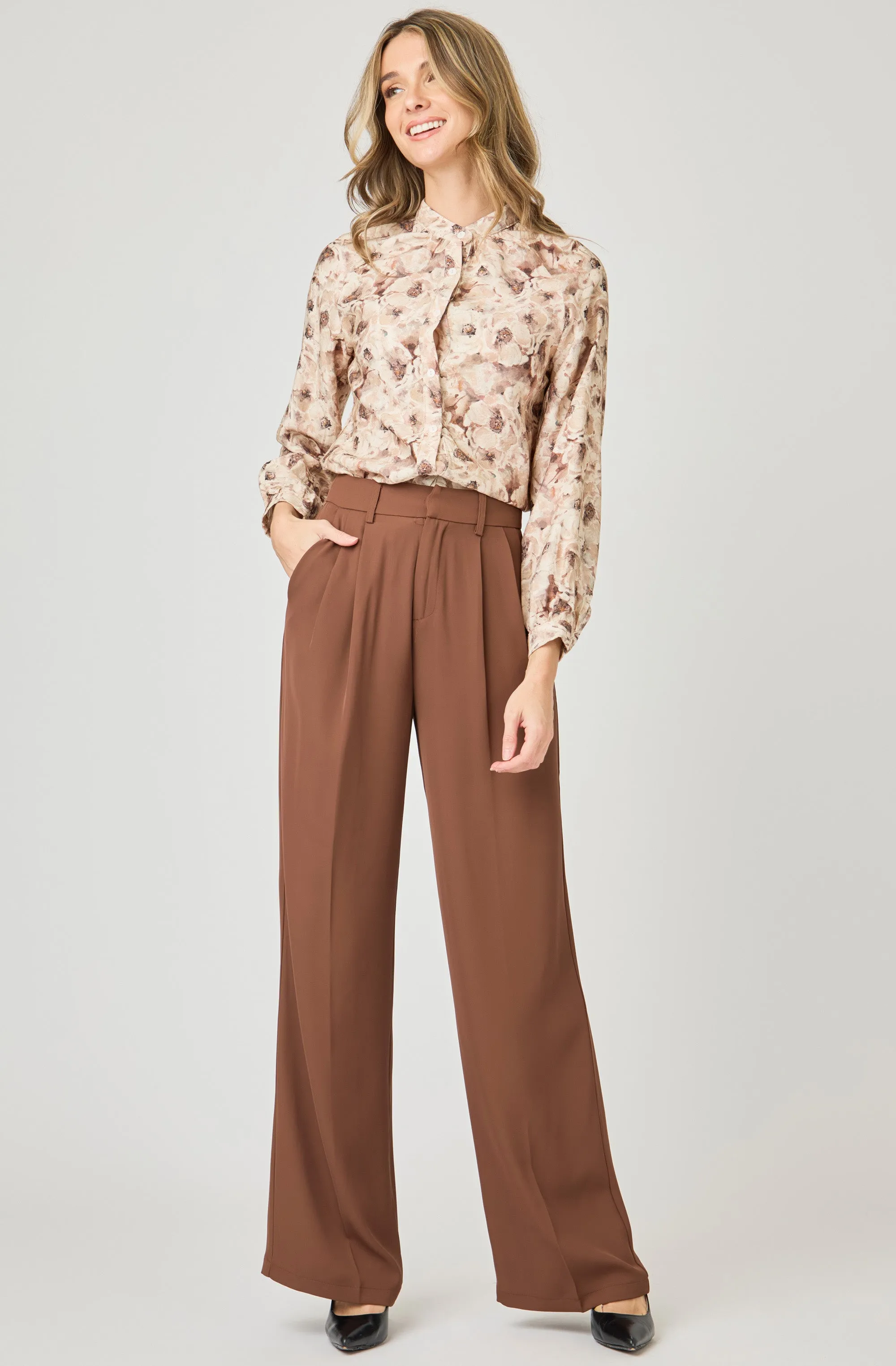 Collarless Printed Blouse