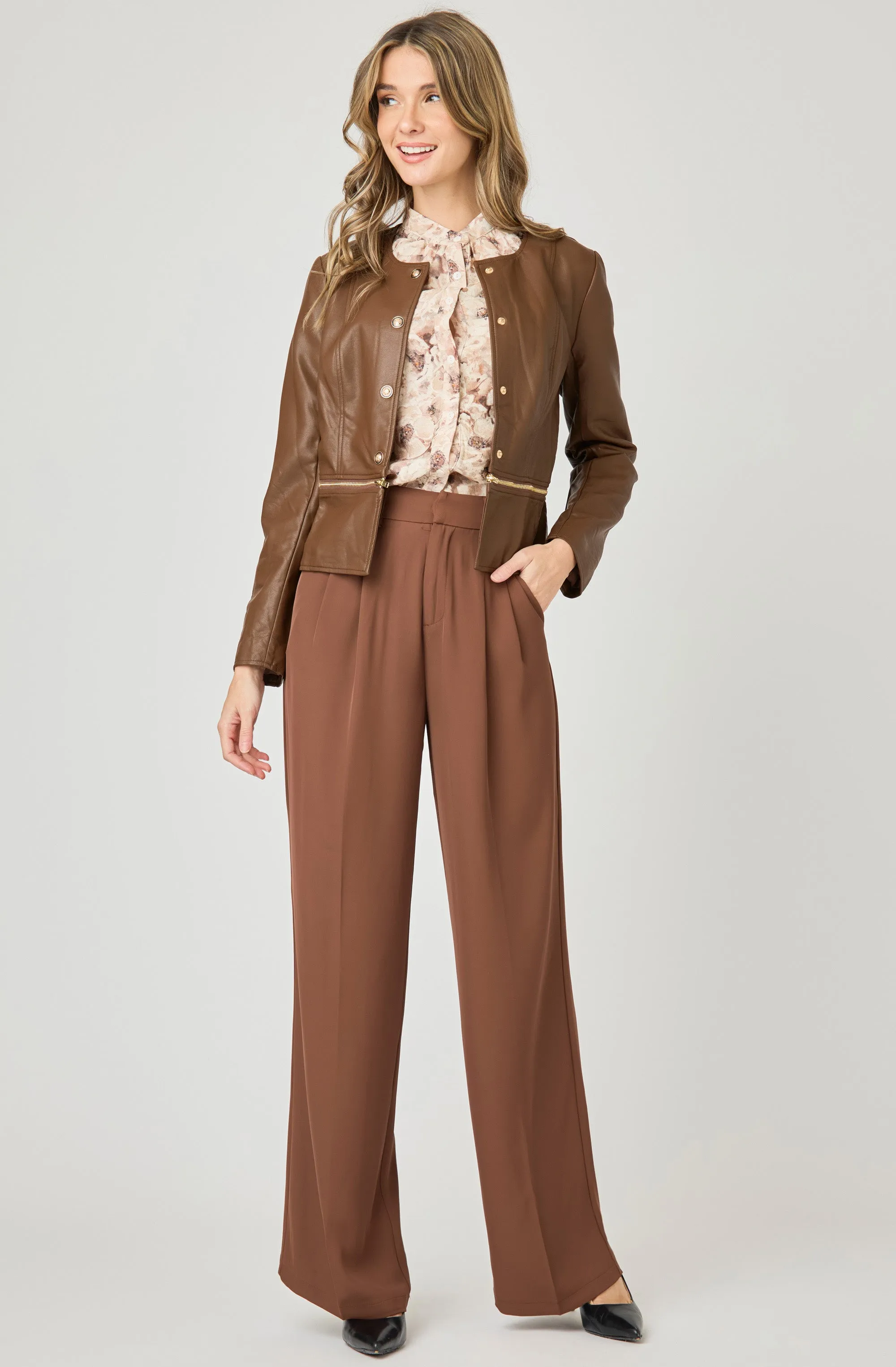 Collarless Printed Blouse