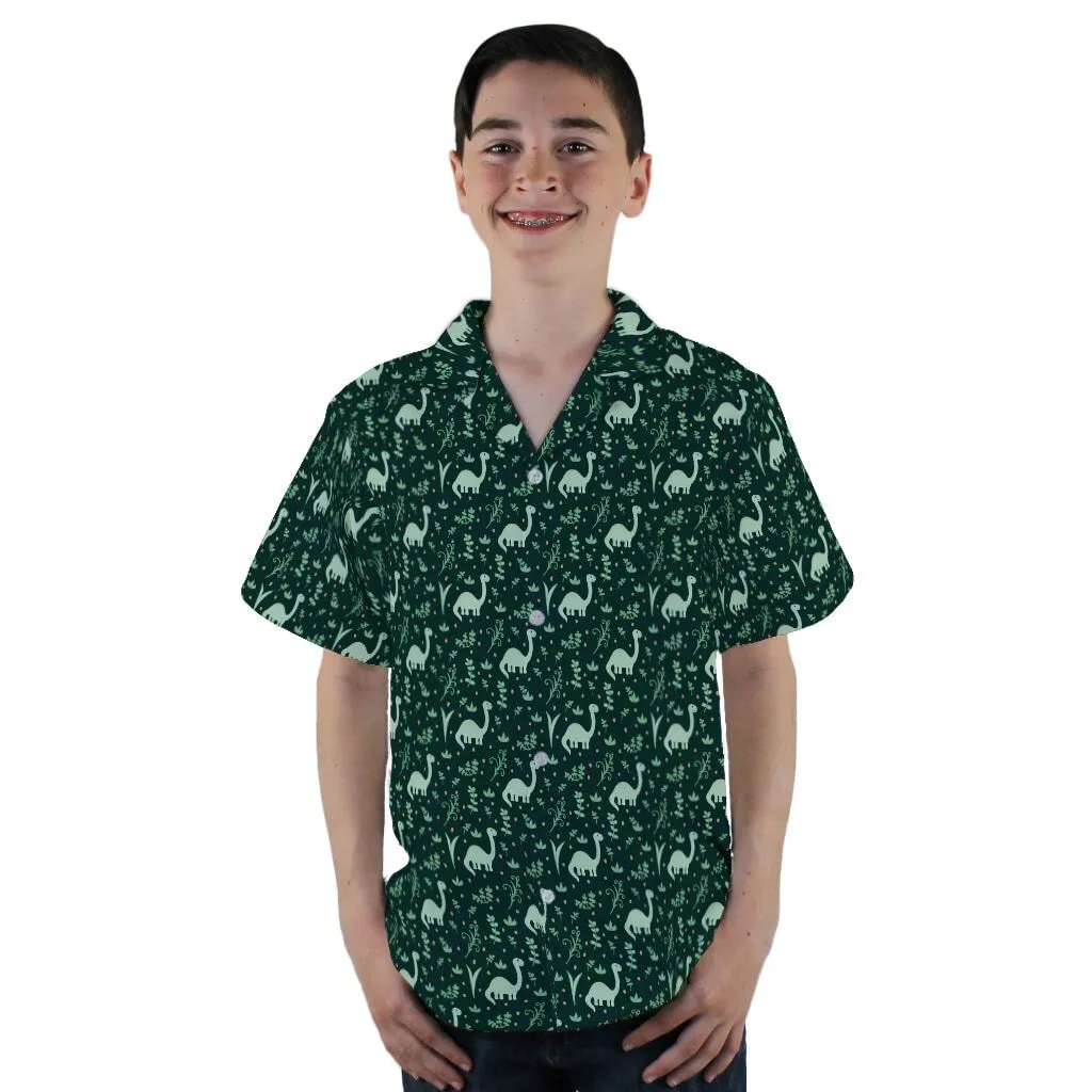 Dino Green Tropics Green Dinosaur Youth Hawaiian Shirt