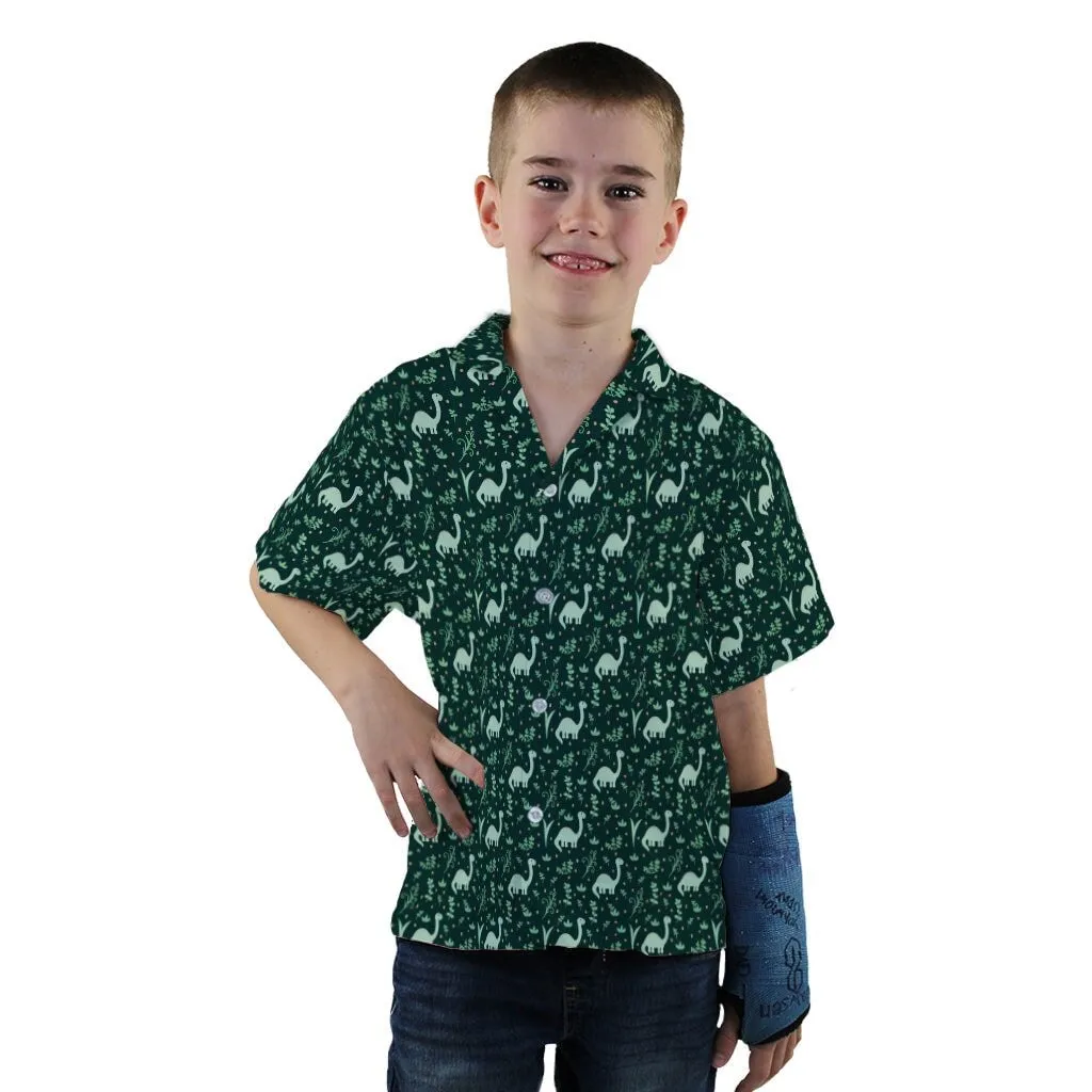 Dino Green Tropics Green Dinosaur Youth Hawaiian Shirt