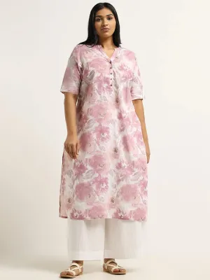 Diza Lilac Floral Printed Cotton Kurta