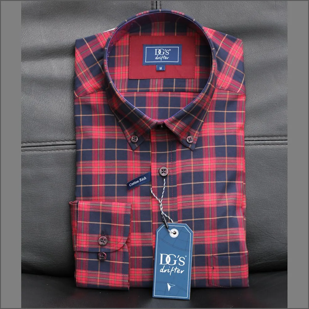 Drifter Ivano Maroon, Navy & Red Check Shirt<>