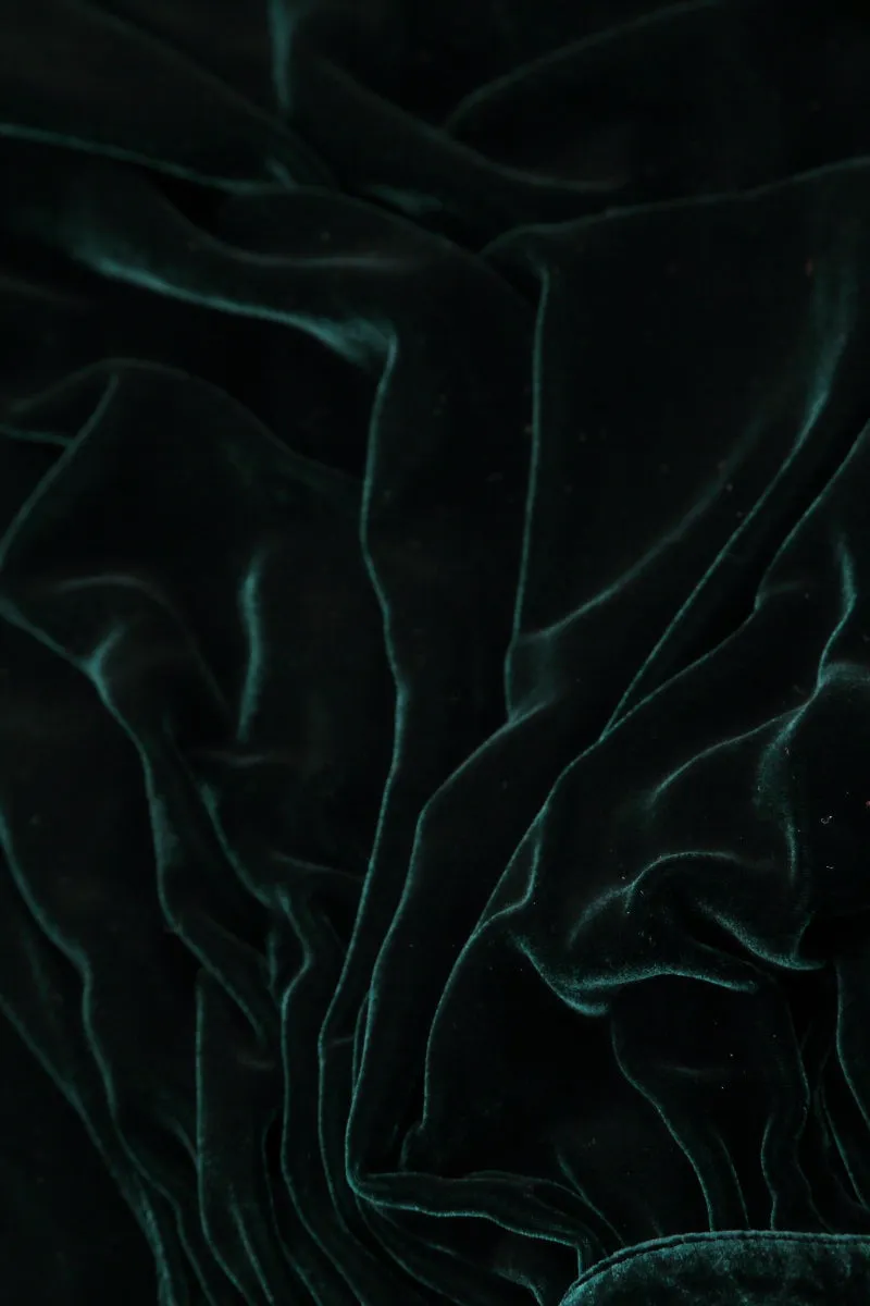Elegant Emerald Silk Velvet Dress
