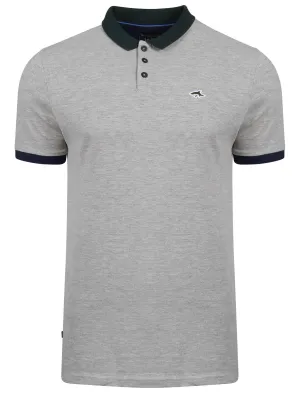Enderby Contrast Collar Piqué Polo Shirt In Light Grey Marl - Le Shark