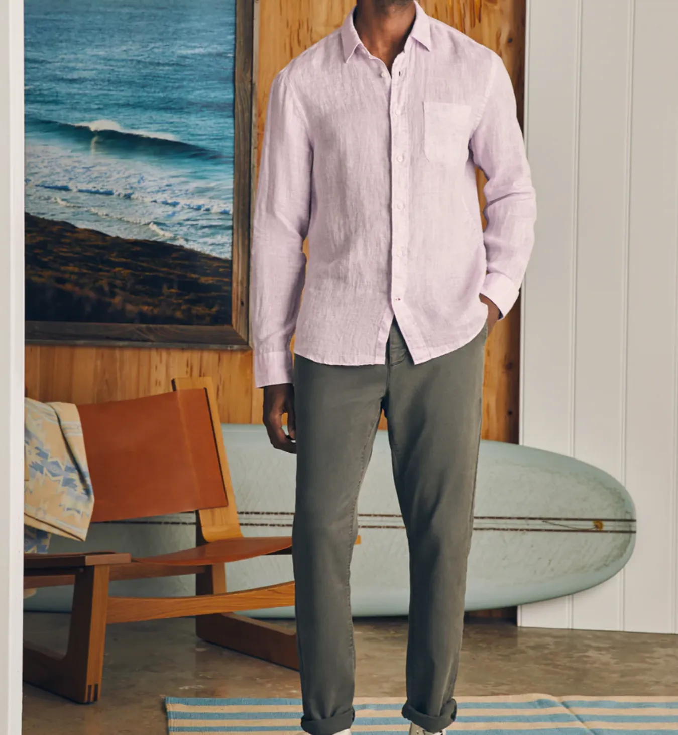 Faherty Linen Laguna Shirt Lavender Melange