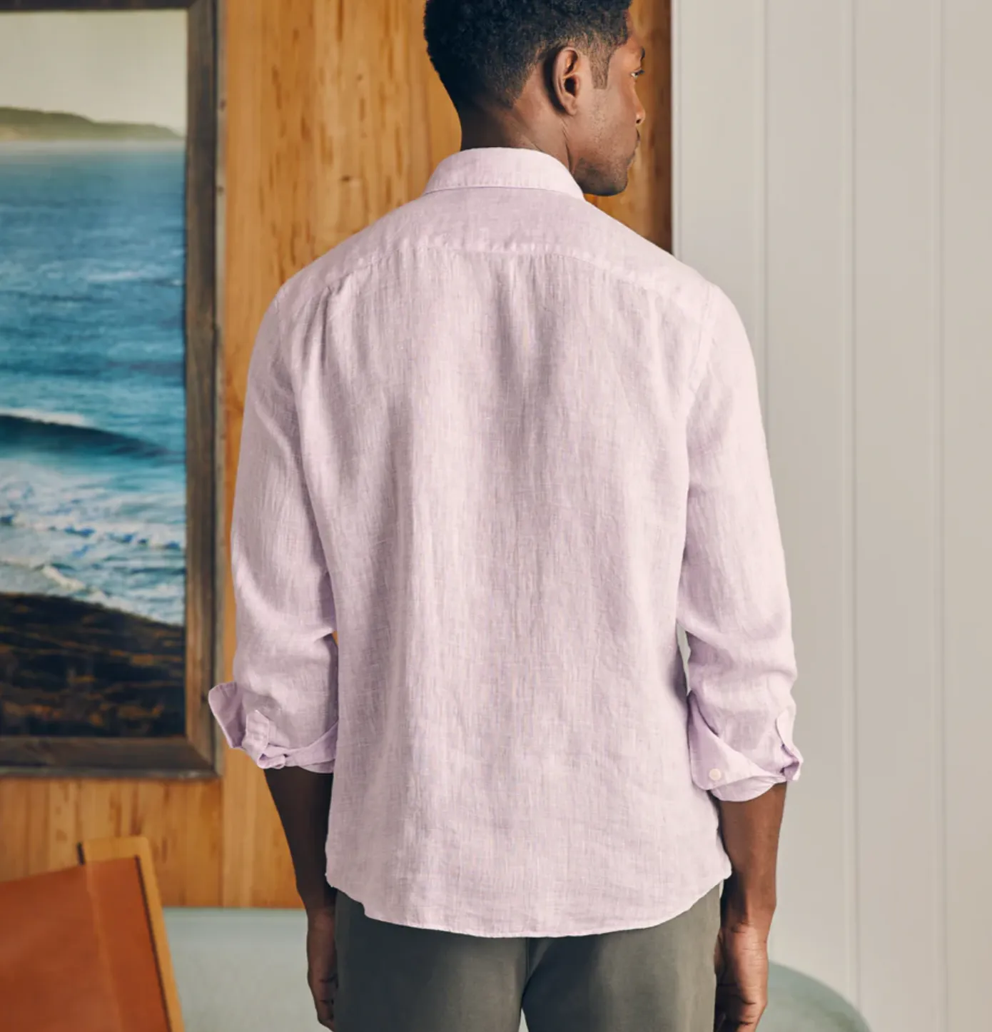 Faherty Linen Laguna Shirt Lavender Melange