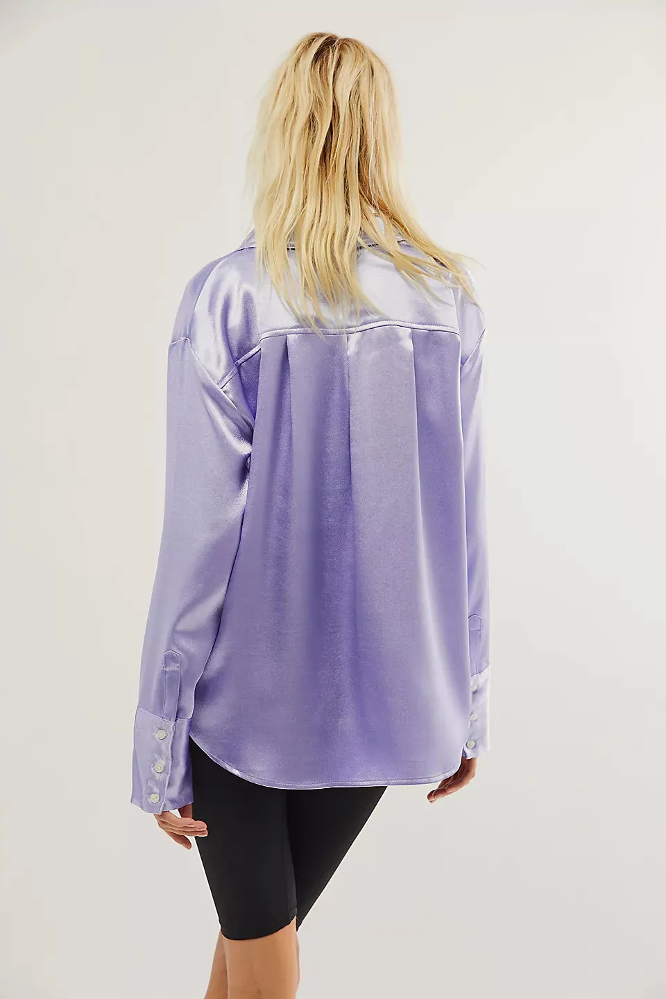 Free People Shooting For The Moon Buttondown Shirt in Heavenly Lavender