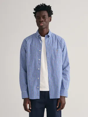Gant Men Blue Checked Button-down Collar Full Sleeves Shirt