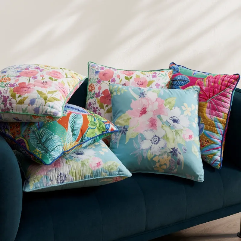 Hanalei 18" Square Quilted Decorative Throw Pillow