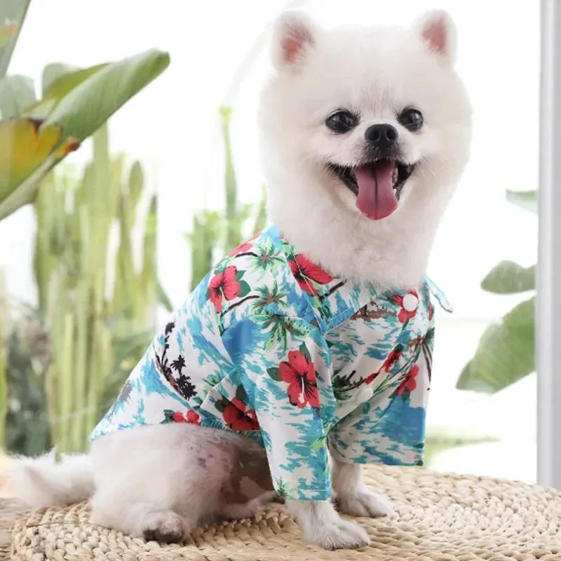 Hawaiian Style Dog Shirt Summer Pet Clothes for Small & Medium Dogs