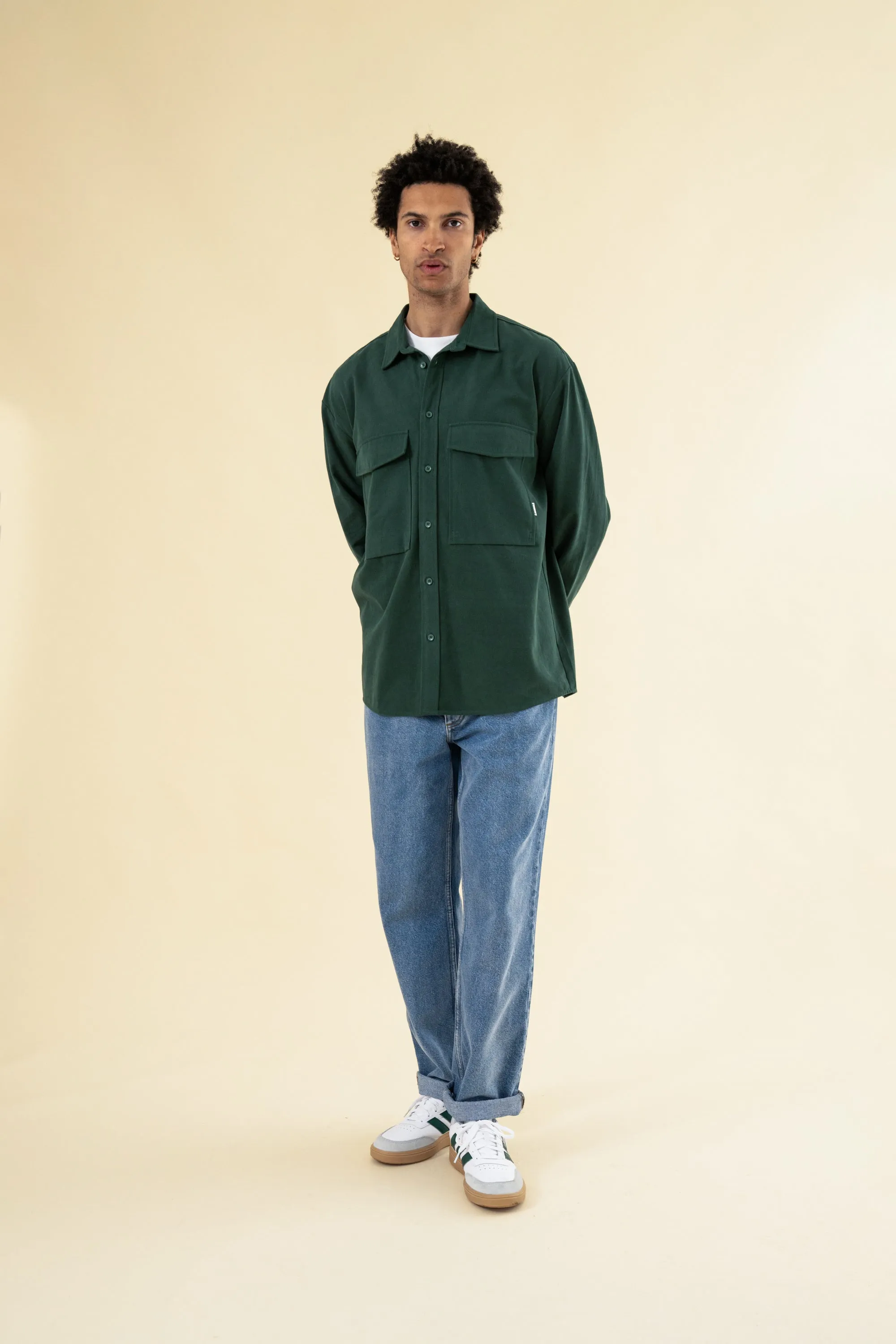 HEAVY CANVAS LONGSLEEVE SHIRT - BOTTLE GREEN