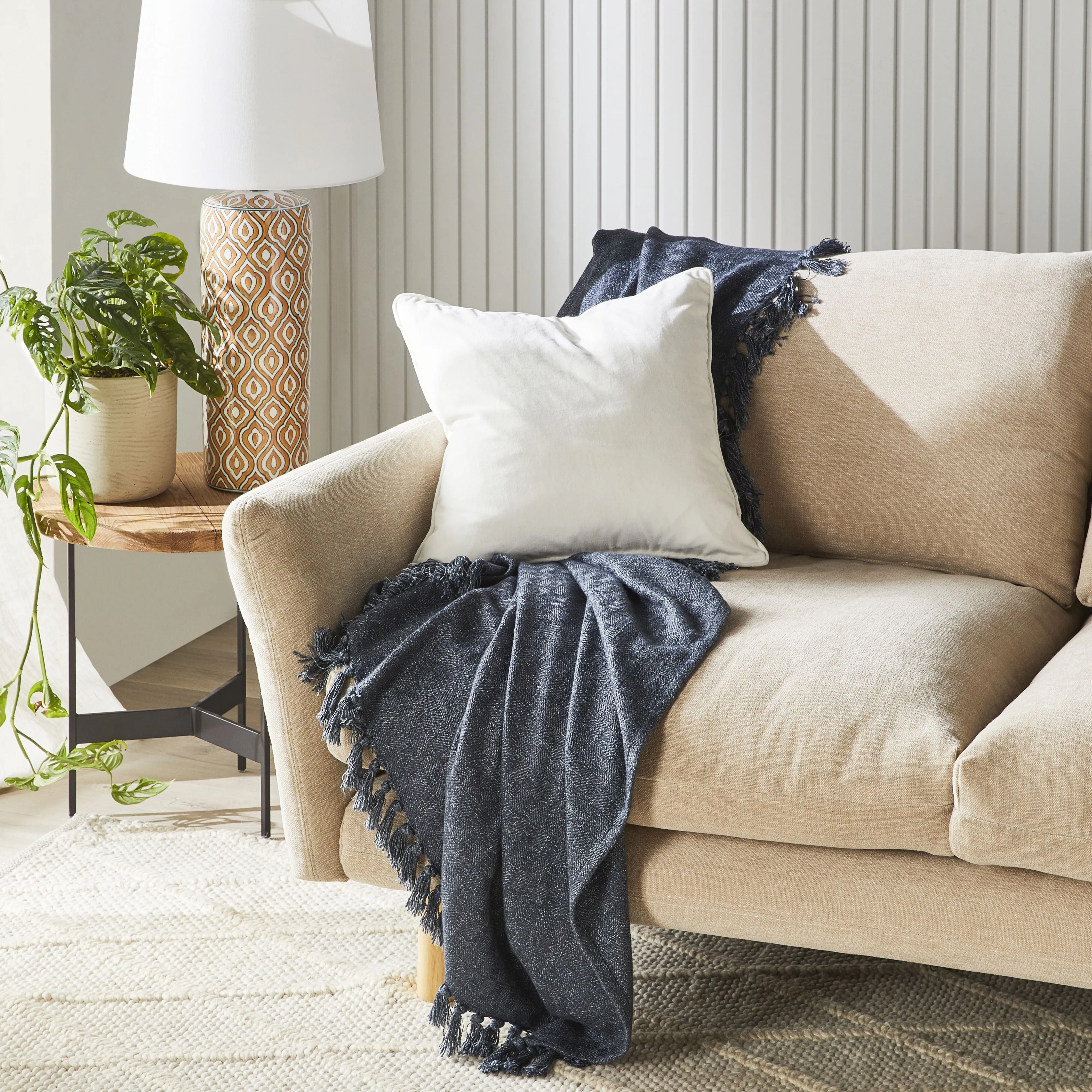 Hervey Cotton Velvet Cushion Cloud 45x45cm