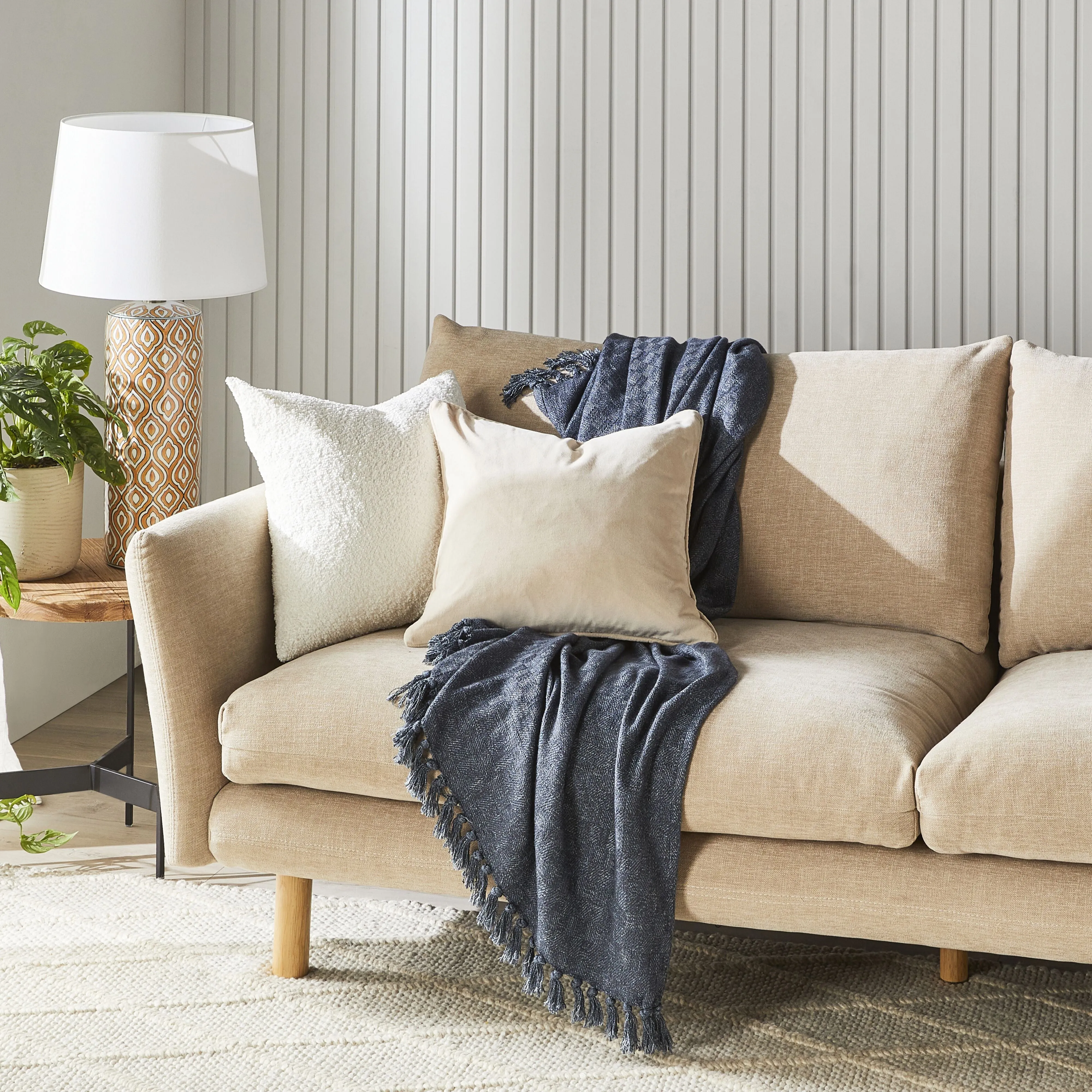 Hervey Cotton Velvet Cushion Oatmeal 45x45cm