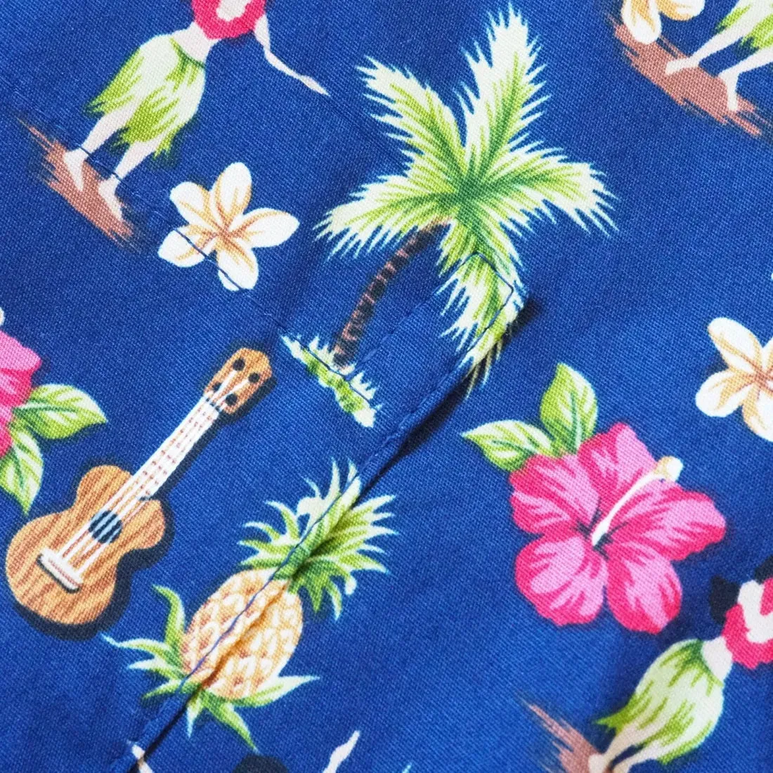 Hula Dream Blue Hawaiian Cotton Shirt