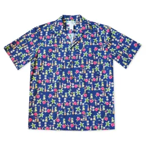 Hula Dream Blue Hawaiian Cotton Shirt