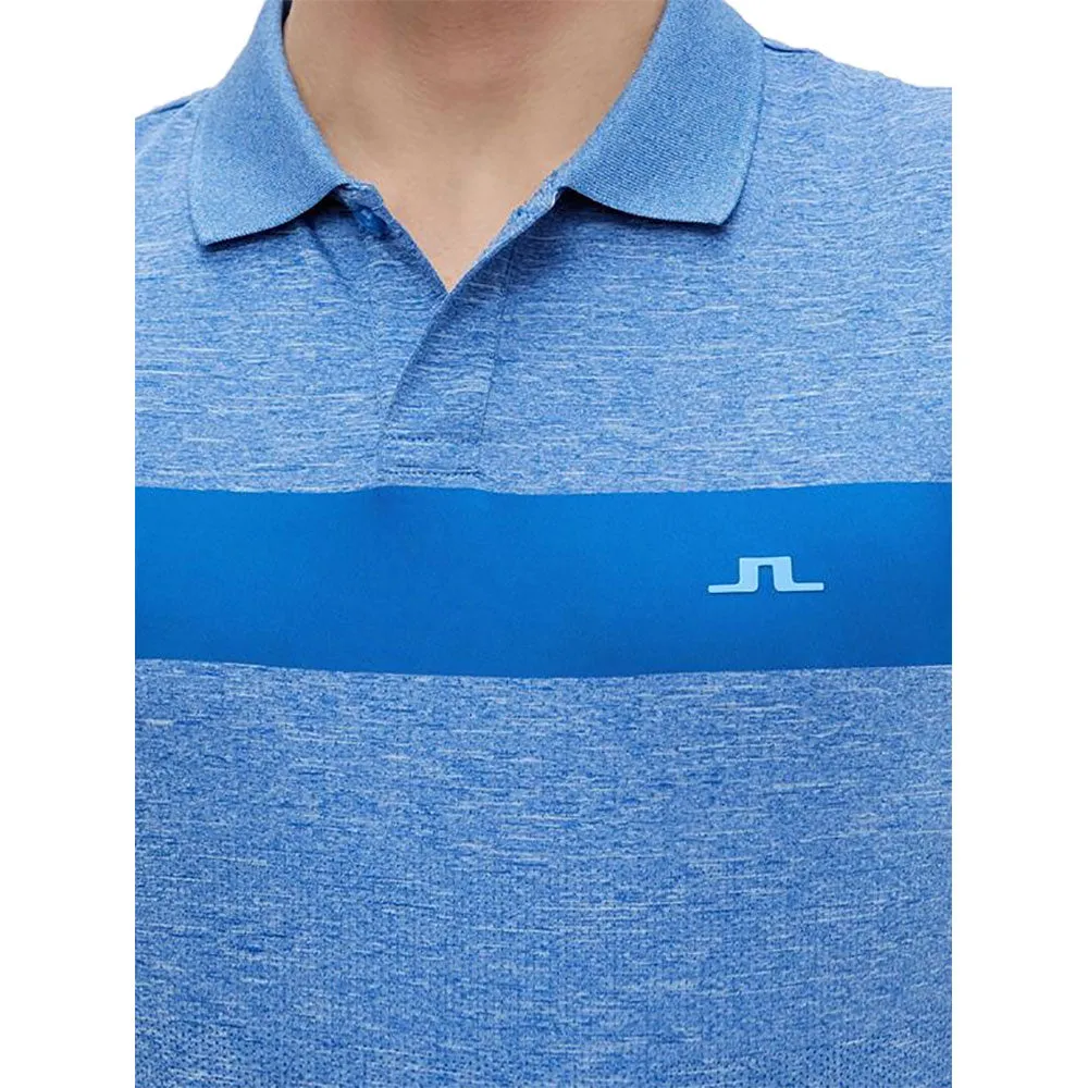 J. Lindeberg Jay Amer Fit Ocean Blue Melange Mens Golf Polo