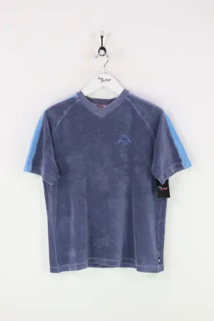 Kappa Crushed Velvet T-shirt Blue Small