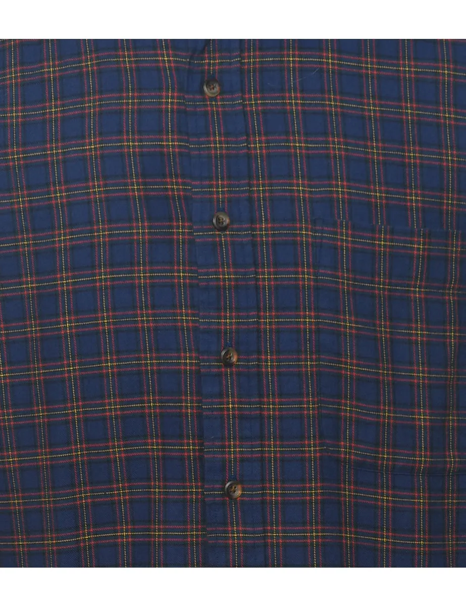 Land's End Navy & Yellow Checked Shirt - L
