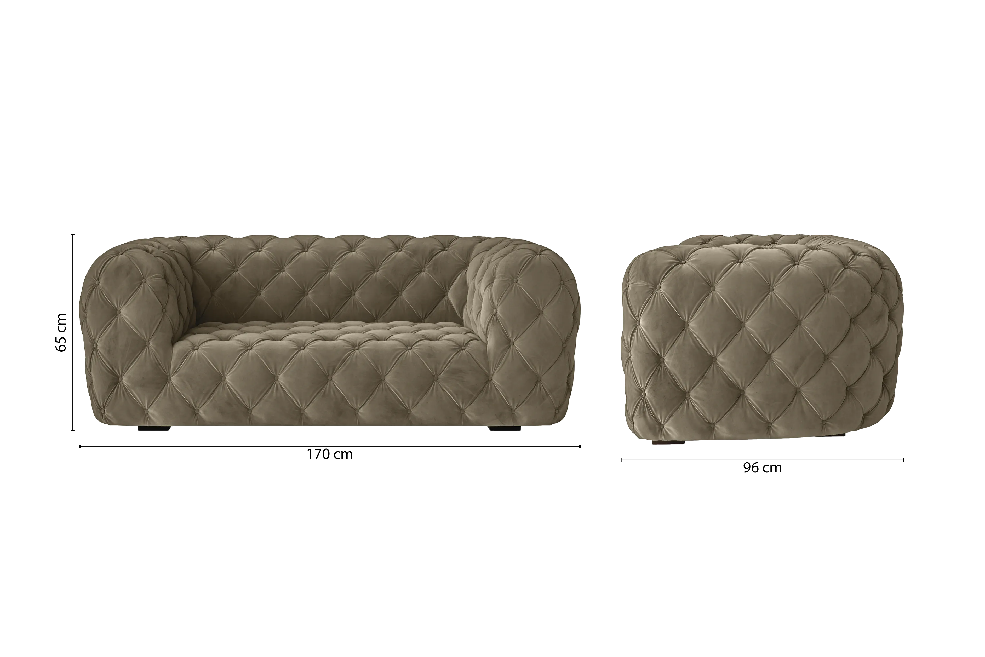 Lecce 2 Seater Sofa Sand Velvet