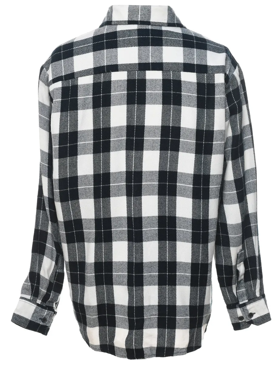 Long Sleeved Black & White Checked Shirt - L