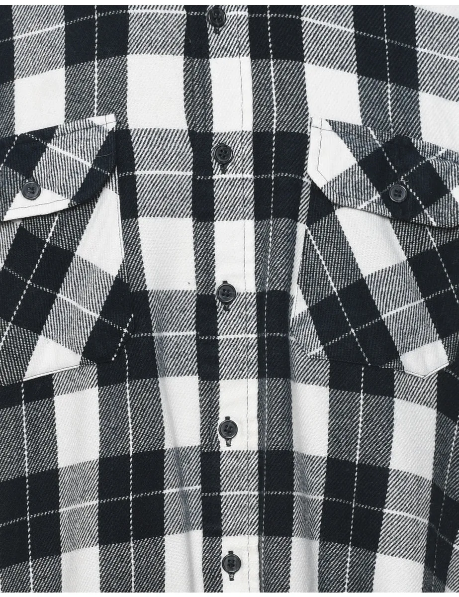 Long Sleeved Black & White Checked Shirt - L