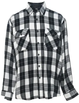 Long Sleeved Black & White Checked Shirt - L