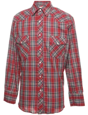 Maroon Western Checked Shirt - M