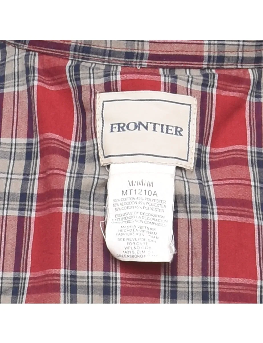 Maroon Western Checked Shirt - M