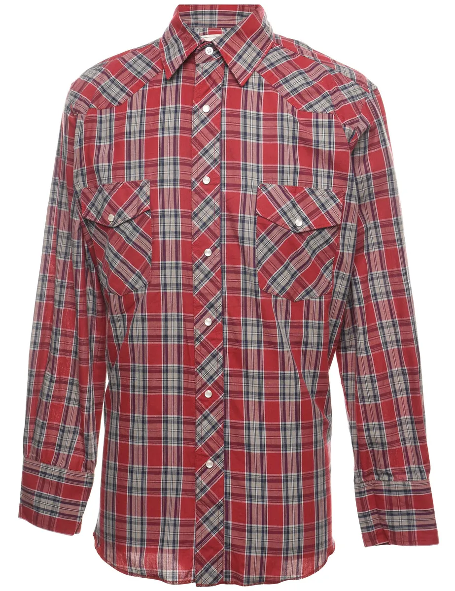 Maroon Western Checked Shirt - M