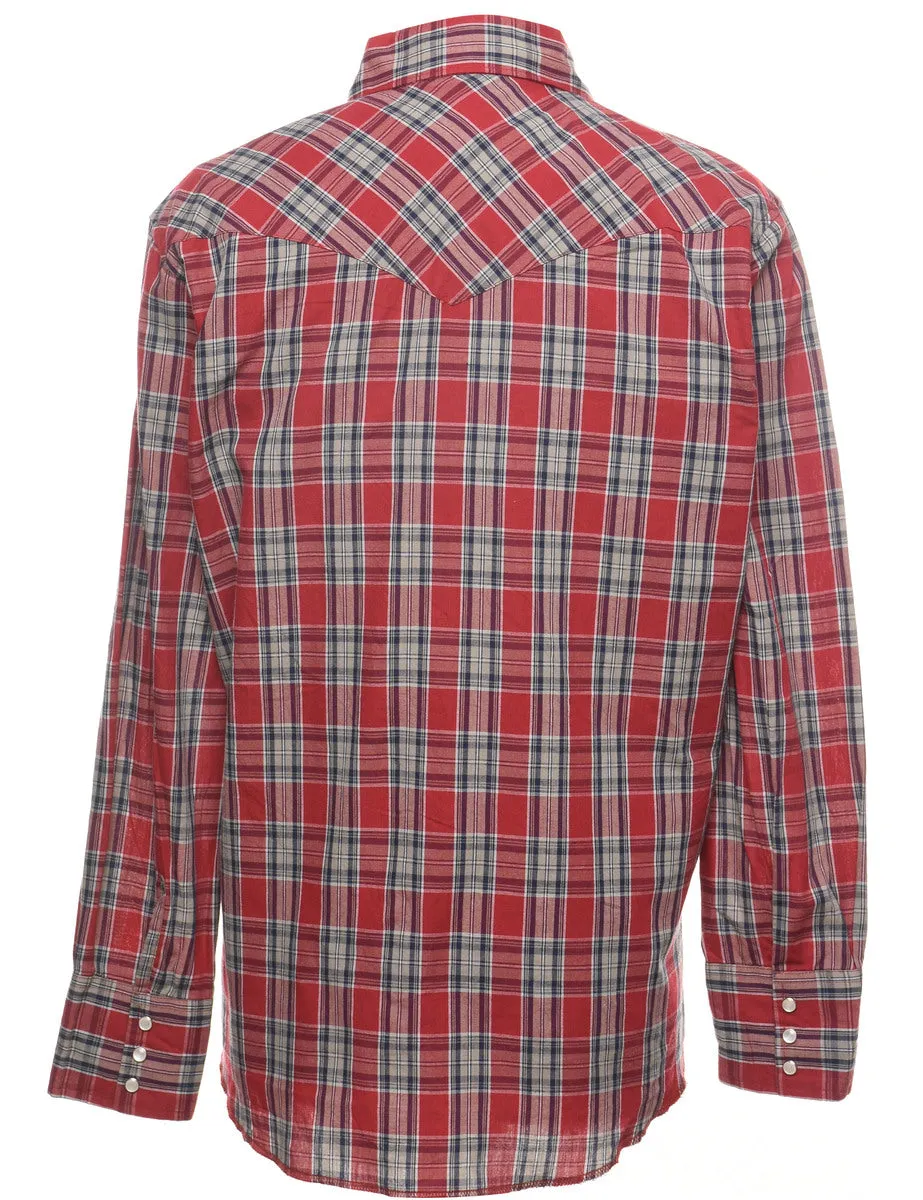 Maroon Western Checked Shirt - M