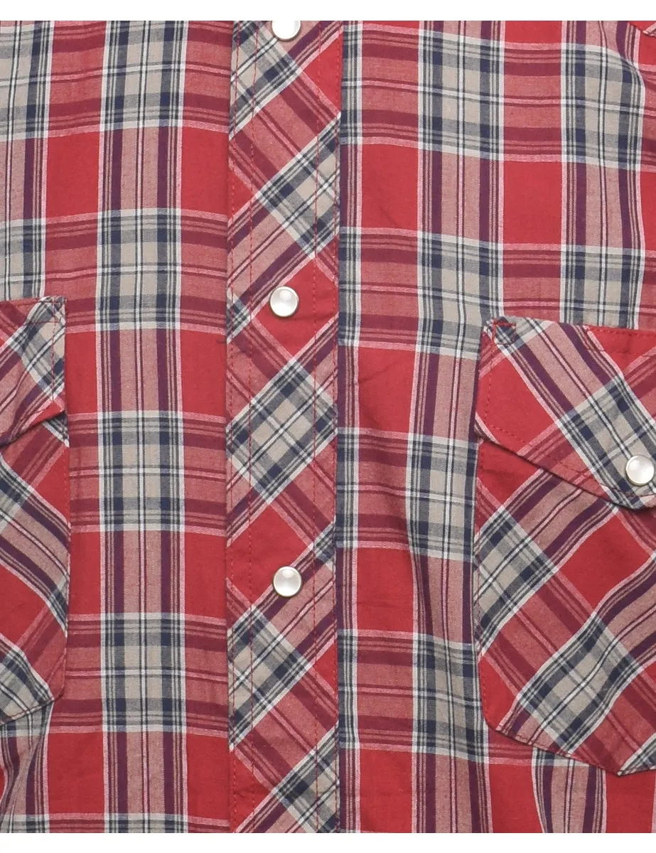 Maroon Western Checked Shirt - M