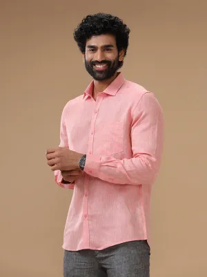 Men Pure Linen Shirt Pink - L73
