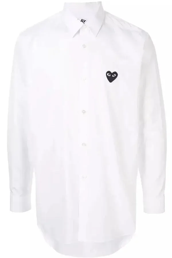 Men's Black Heart Button Up Shirt