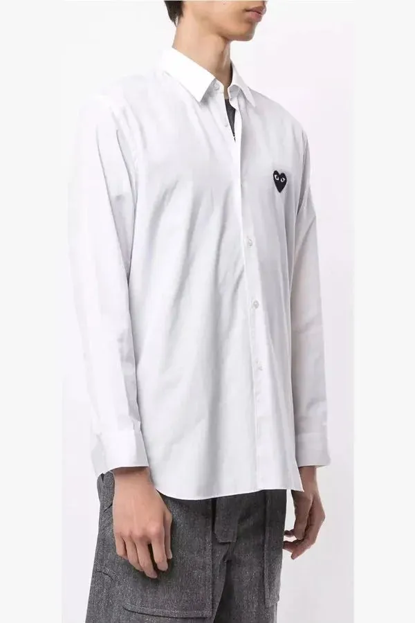 Men's Black Heart Button Up Shirt