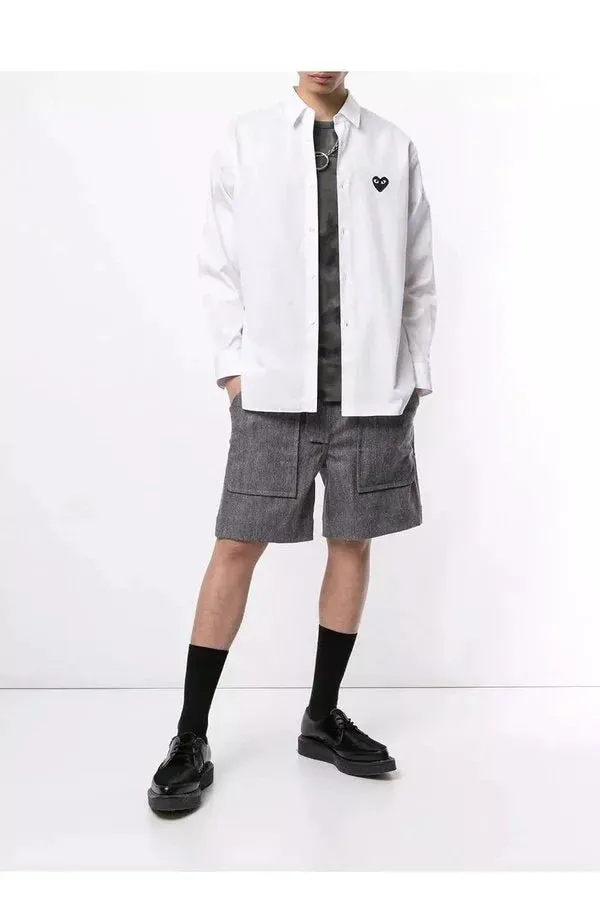 Men's Black Heart Button Up Shirt
